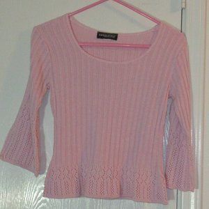 ABSOLUTELY Small Pink Fancy Knit Cotton Sweater